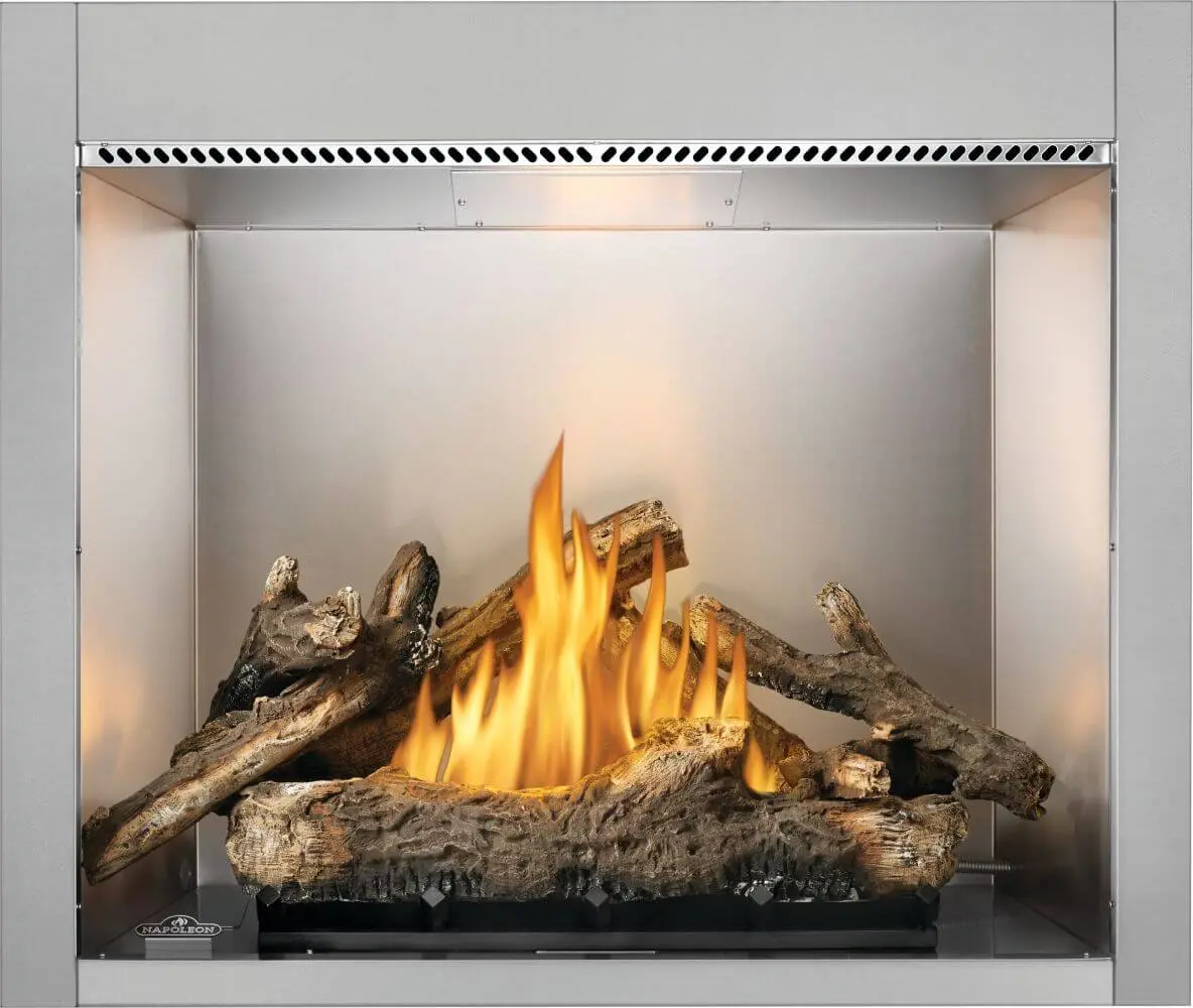 42-in Outdoor Gas-Powered Fireplace - Contemporary Riverside Deck Patio Heater, High-Quality Gas Operation, Flame Control System, Long-Lasting Durable Low-Maintenance Home & Garden Accessory, Minimal Tools Setup, Contemporary Look