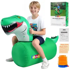 AKEYDIY Inflatable Bouncy Dinosaur Hopper Toy with Pump, Jumping Ride-On Animal Bouncer for Kids Ages 3+, Jumping Bouncy Horse Animal Hopper for Outdoor & Indoor, Birthday Christmas Gifts for Kids Girls Boys Ages 3+