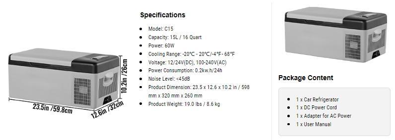 VEVOR 12 Volt Refrigerator with APP Control, TikTokShopBlackFriday, Portable Mini Car Fridge w/ -4℉-68℉ Cooling Range & 12/24V DC & 110-240V AC Electric Compressor Cooler For Camping, Road Trip, Travel, Outdoor and Home Use