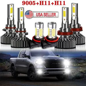 Compatible with 2019 2020 Ram 1500 2500 3500 Combo LED Headlight High Low Beam+Fog Light Kit Led Headlamps Bulbs Led Drl