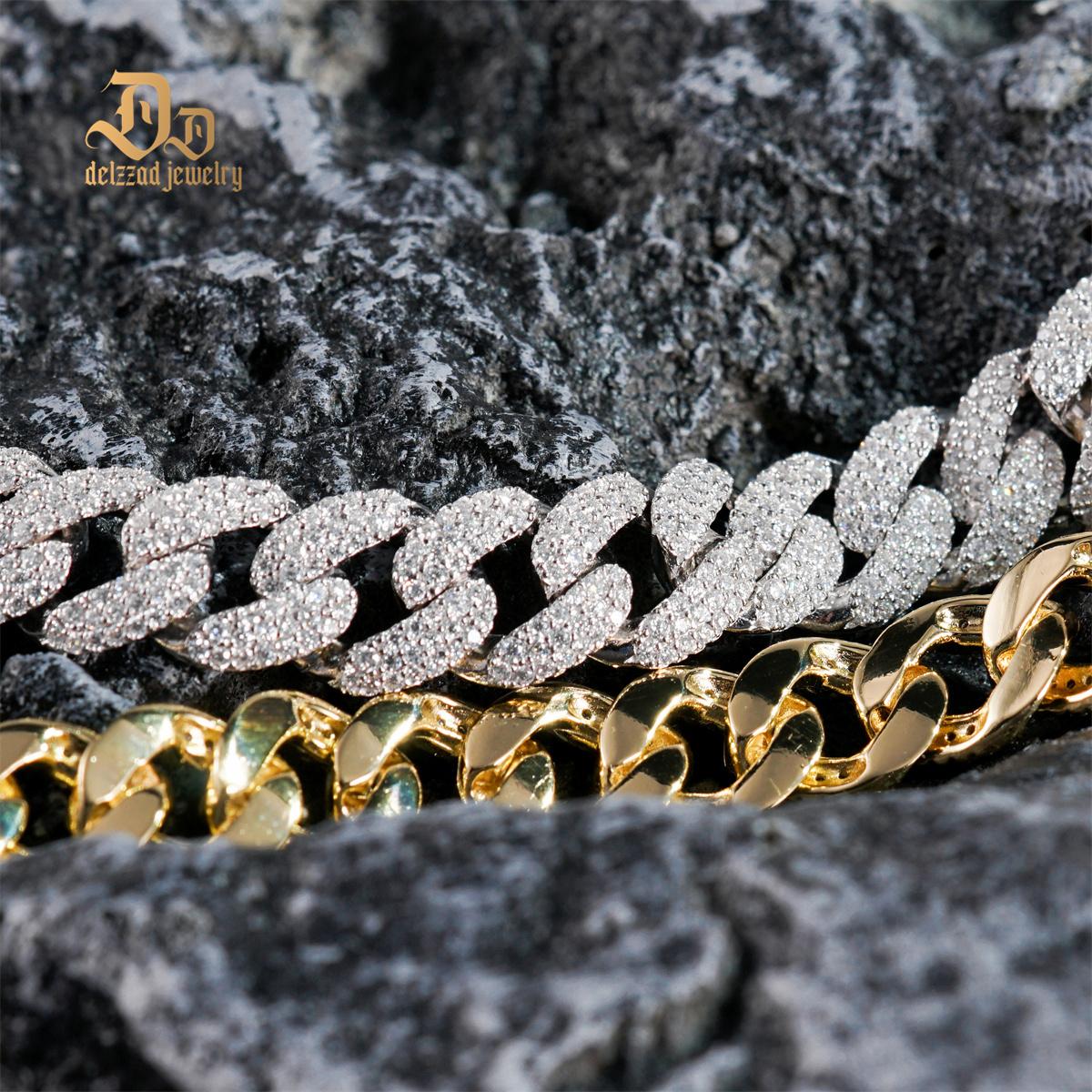 Delzzad (MSG.01) S925 Hip Hop Bling Cuban Bracelet Necklace Chain VVS Synthetic Moissanite Unisex Sparkle Cuban Chain Perfect for Any Occasion & Everyday Wear Birthday Anniversary Christmas Gifts