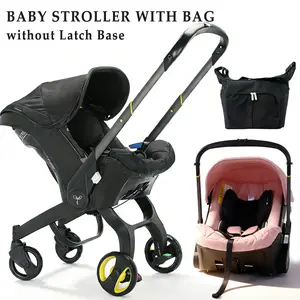 (No latch base)Baby Stroller with Free Bag, Foldable Newborn Stroller, Equipped with Five Point Seat Belt and A Chest Clip, Can be Pushed in Both Directions, with Shock-absorbing Wheels, Suitable for Traveling
