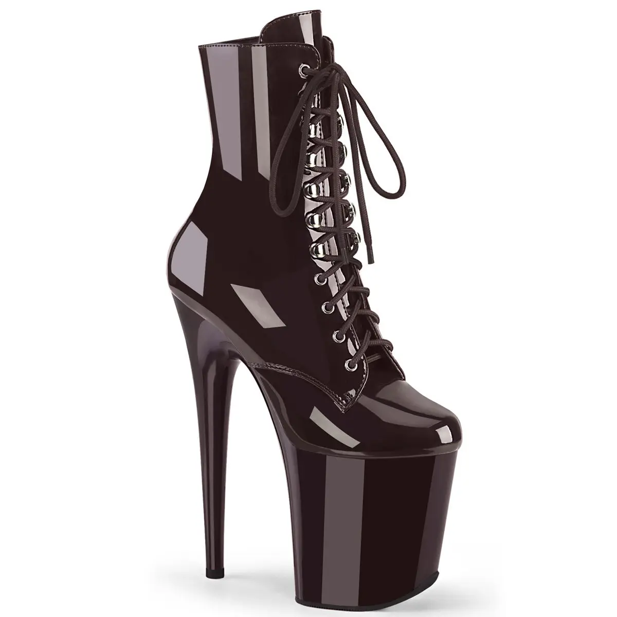 Pleaser Flamingo-1020 Women's High-Heel Platform Ankle Boot, 8-Inch Heel Performer Shoe for Dancers with Side Zip Closure, Footwear, Lace, High Heels