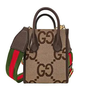 Pre-owned GUCCI canvas Crossbody Bags Monogram Jumbo GG Web Mini Vertical Tote