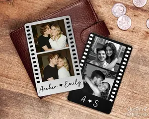 Personalized Photo strip Wallet Card, Custom Valentines Gift for Him, Anniversary Gift for Husband, Photo Card Insert