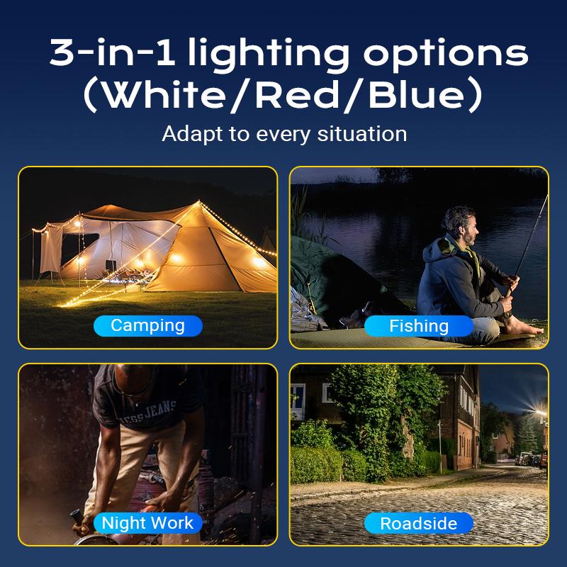 【Buy 1 Get 1 Free】Solar Rechargeable LED Work Light, 288 Super Bright 5730 Beads Floodlight with USB & Type-C Charging, 5 Lighting Modes, Waterproof IP66 Portable Lamp for Camping, Fishing, Emergency & Outdoor Use