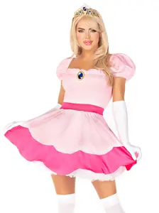 Pink Princess Peach Halloween Costume Dress Set