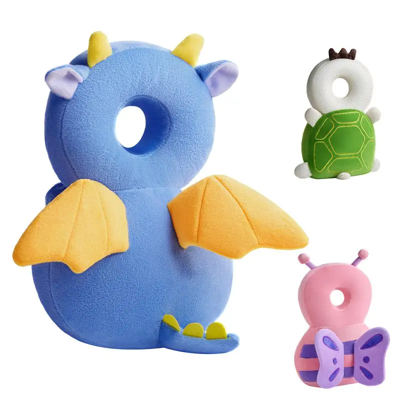 Unisex Baby Adjustable Straps Safety Cushion - Lightweight Premium Safe Materials, Full Head & Back Protection, Animal Prints & Cartoon Shapes, Head Tilting Prevention, Ideal Gift for New Parents
