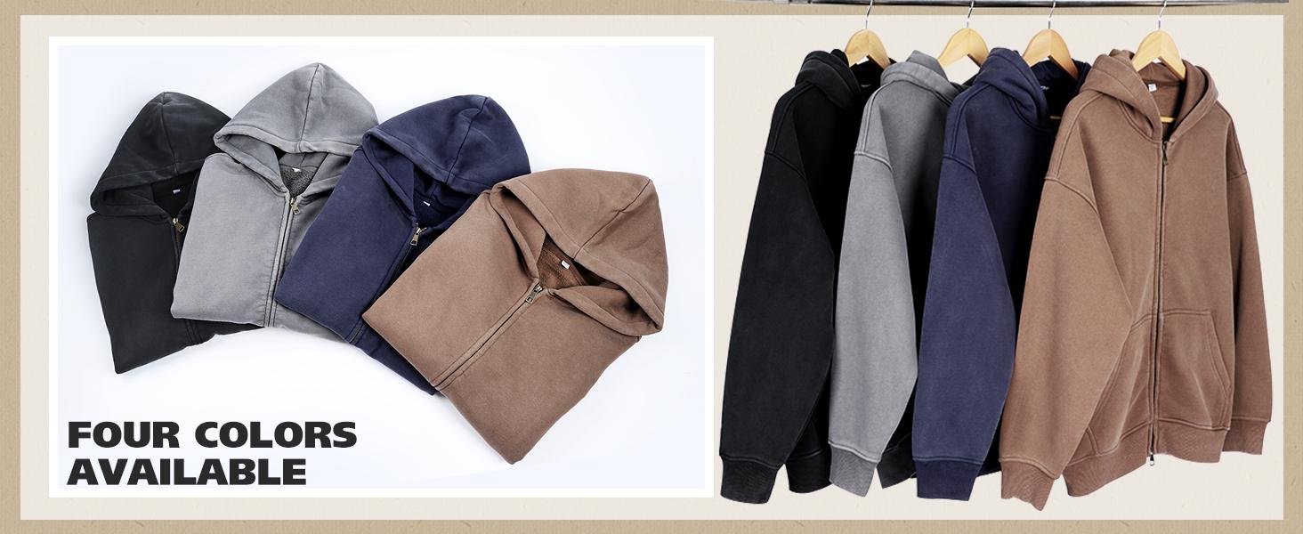 Arssm Unisex Oversized Zip-Up Hoodie – Vintage Heavyweight Cotton Fleece Sweatshirt for Distressed Streetwear & Cozy Casual Jackets