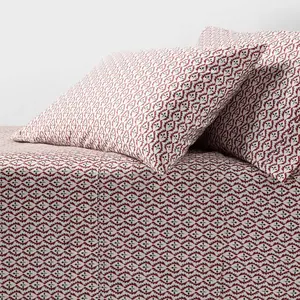 Full 400 Thread Count Christmas Holiday Performance Sheet Set Woodblock Leaf - Threshold