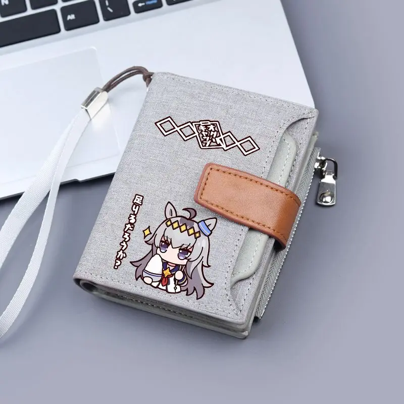 Unisex Uma Musume Otohanaberry Short Wallet - Anime-Themed Cartoon Print Compact Fit Clean Profile Portable Coin Purse for Student Card Storage (Leisure Outdoor Accessory), Short Wallet, Clean Profile, Anime Theme, Fabric Pu, Student Cards, Zipper Snap, D
