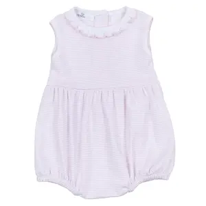 Magnolia Baby Essentials Mini Stripes Ruffle Sleeveless One-Piece Baby Bubble - Baby Girl Clothing - Baby Shower Gifts