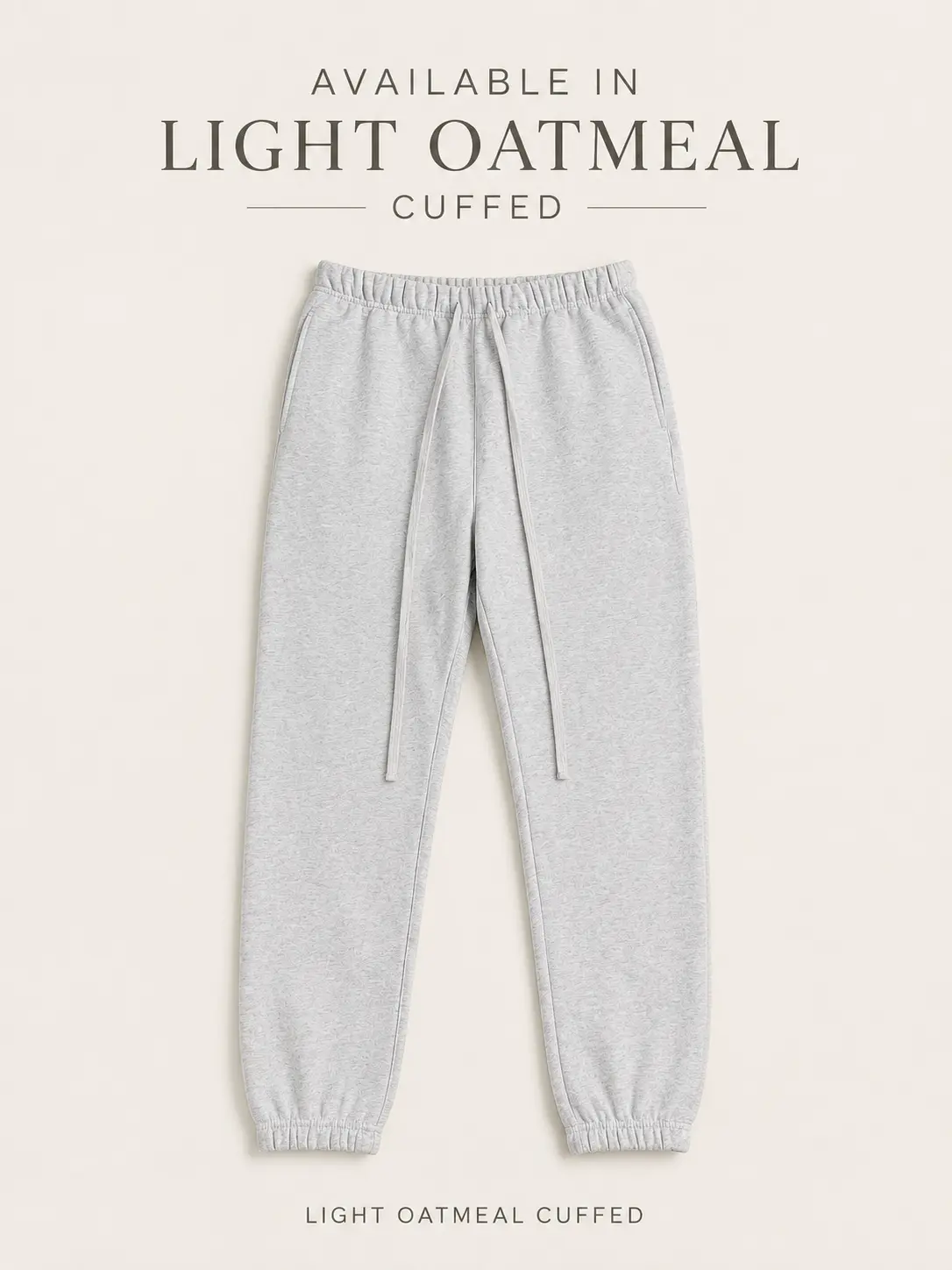 22 Light Oatmeal Mens Everyday Oversized Sweatpants Heavyweight Ultra Soft Fleece Cuffed Relaxed Boxy Casual Wear