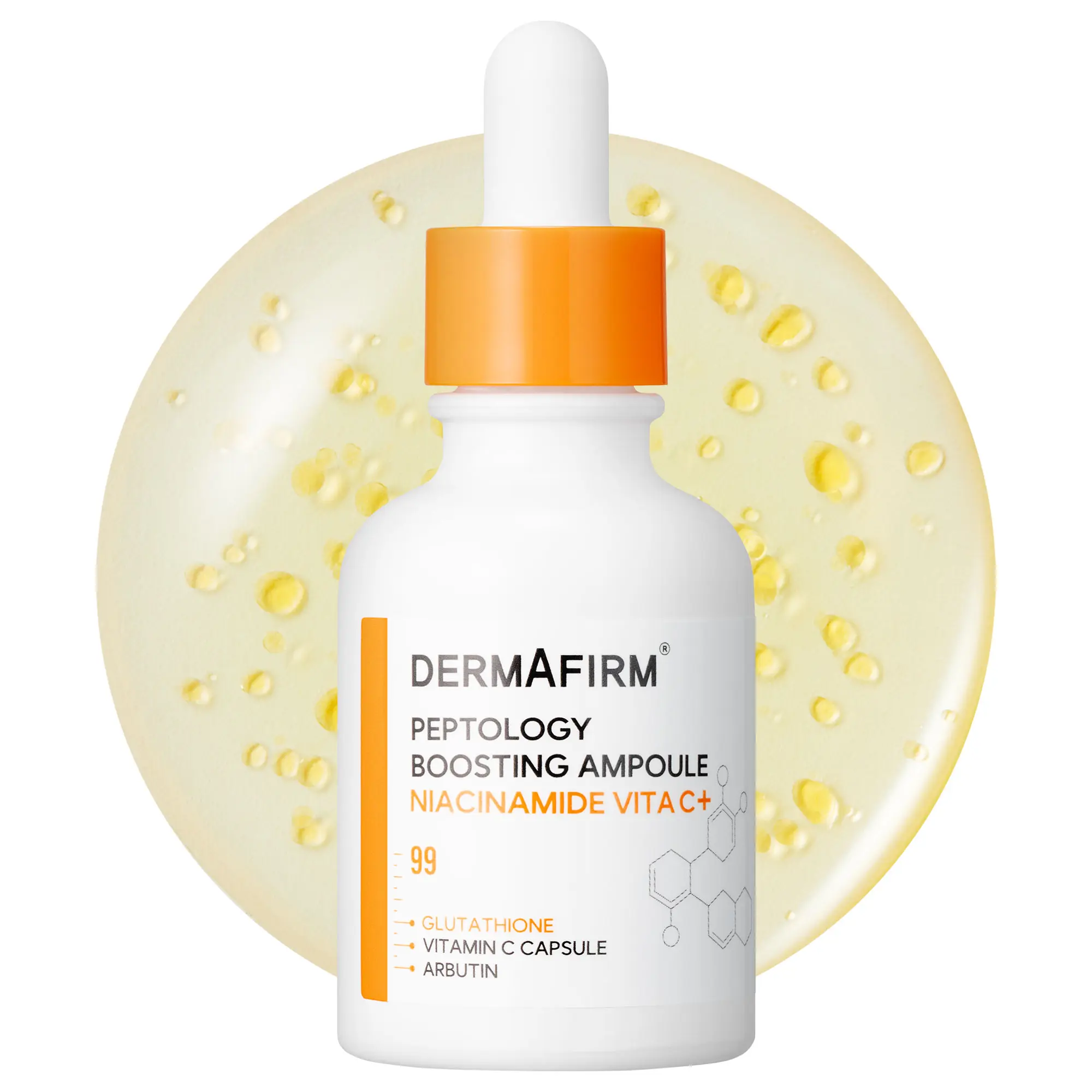 DERMAFIRM Peptology Niacinamide Vitamin C Ampoule - Glass Skin Flawless with 15% Niacinamide Brightening Ampoule with Glutathione for Radiance Boost Korean Skincare 30ml Radiant Serum