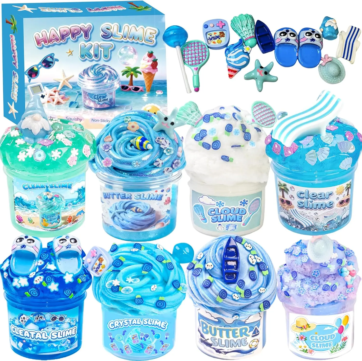 8 Pack Butter Slime Kit for Girls and Boys,Party Favors Stretchy and Non-Sticky, Stress Relief Toy,Soft DIY Slime for Kids Birthday Gift Christmas Stocking Stuffers