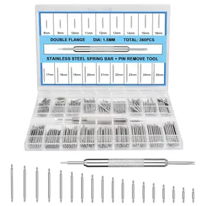 360Pcs 8-25mm Watch Band Pins, Diameter 1.5mm Watch Band Spring Bar Link Pins with Strap Link Pin Remover Tool, Watch Repair Kit for Most Kinds of Stainless Steel Watch