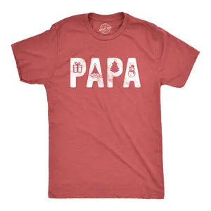 Mens Papa Christmas T Shirt Funny Xmas Holiday Party Santa Claus Graphic Tee Mens Funny T Shirts Cool Vintage Fashion T-Shirt Gift Classic Menswear Christmas Apparel for Men Novelty Tees for Guys Red - Papa