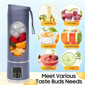 Portable personal electric USB blender, 500ML portable juicer milkshake and smoothie blender, small mixer, compact, convenient, multi-functional (purple)