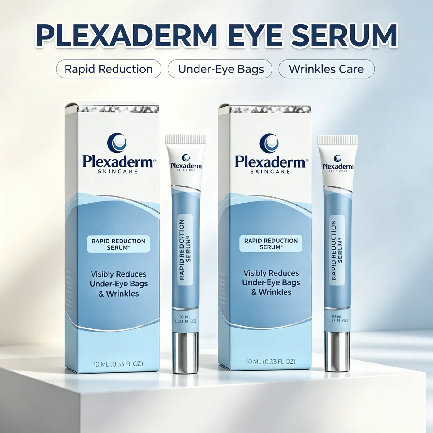 Plexaderm Rapid Reduction Serum (2-Pack, 10ml) - Anti-Aging Skincare, Face Tightening Comfort Formula, Visibly Diminishes Under-Eye Bags & Facial Wrinkles for Radiant Complexion