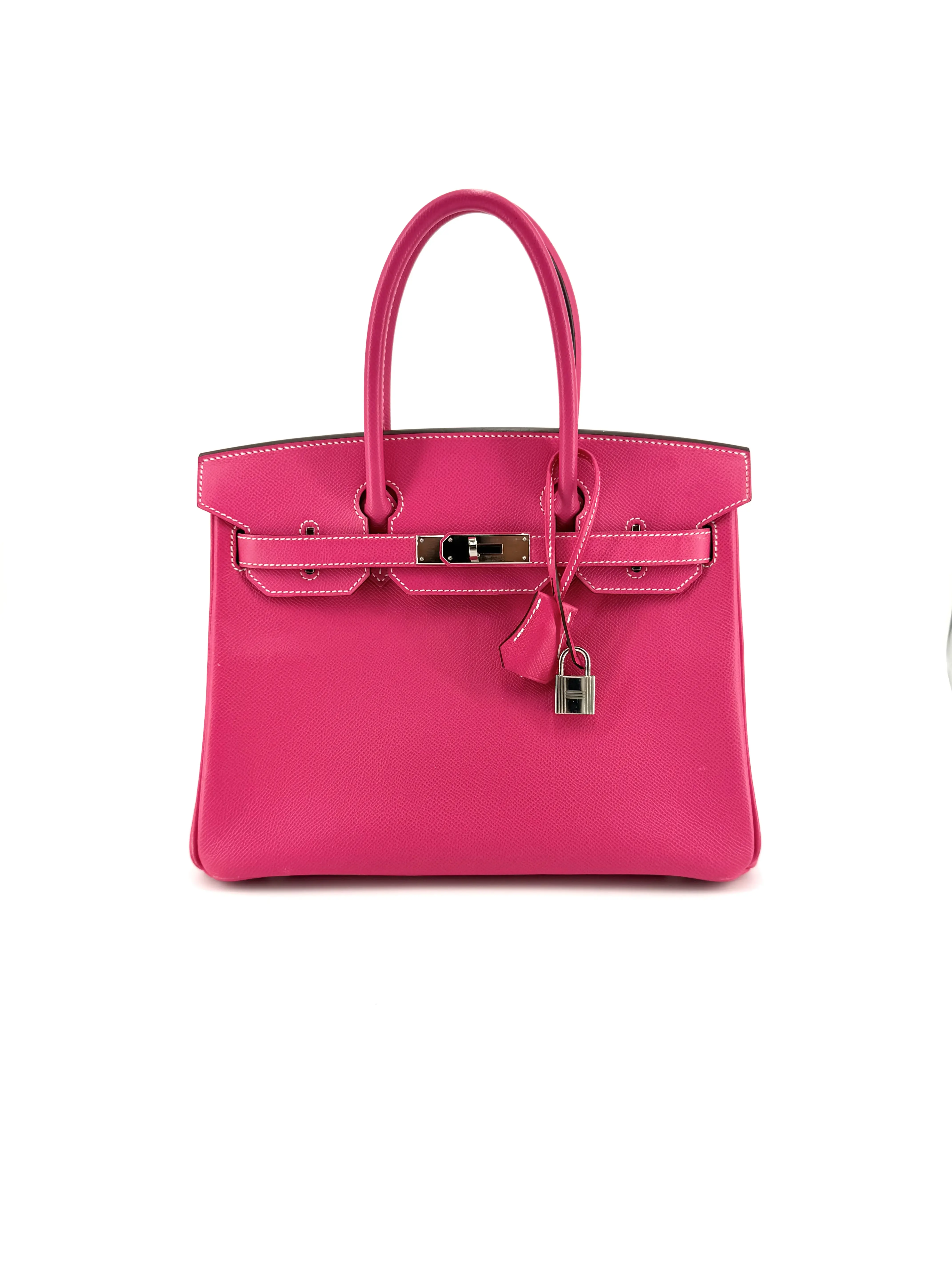 Pre-owned HERMÈS Epson Leather Handbag Hermes Birkin 30 Rose Tyrien Handbag