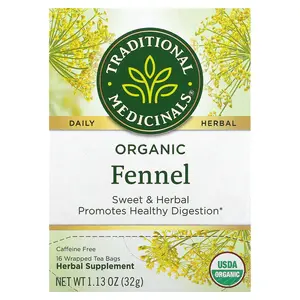 Traditional Medicinals Organic Fennel, Caffeine Free, 16 Wrapped Tea Bags, 1.13 oz (32 g)