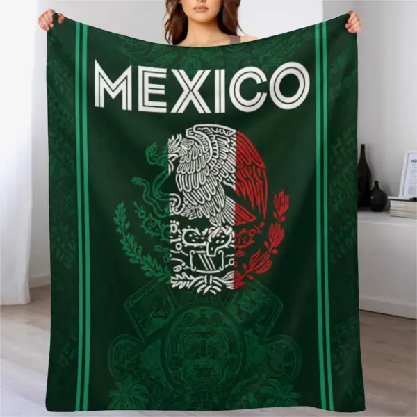 2026 Mexican football blanket, pyramid-patterned blanket, fully printed wool blanket, casual home decor, all seasons, classic Mexican fan blanket, sofa bed