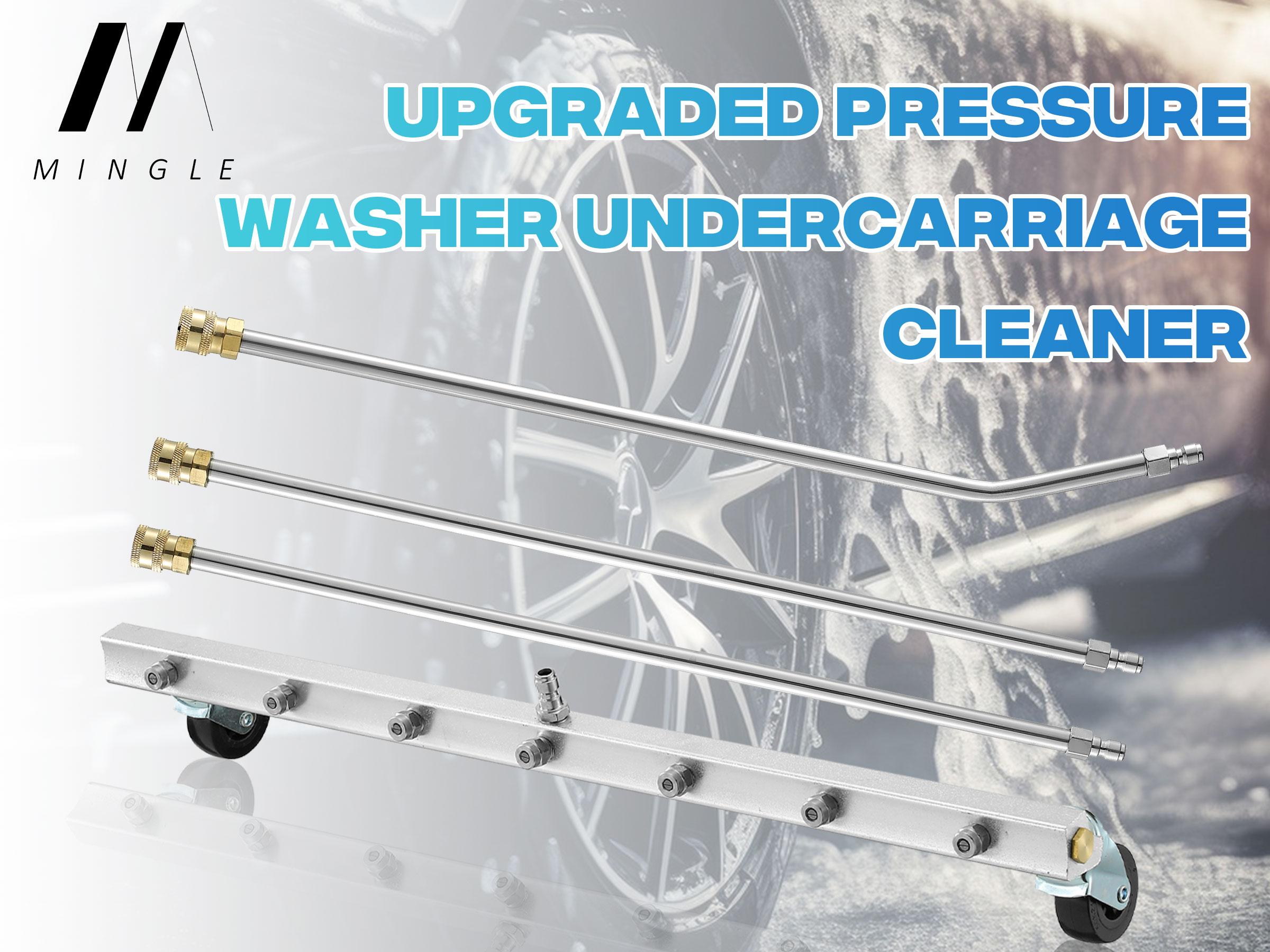 M MINGLE 24” Undercarriage Pressure Washer Attachment, Undercarriage Sprayer with 7 Nozzles, Under Car Washer with 3 Counts Extension Wand, 4000 PSI, ChristmasGift