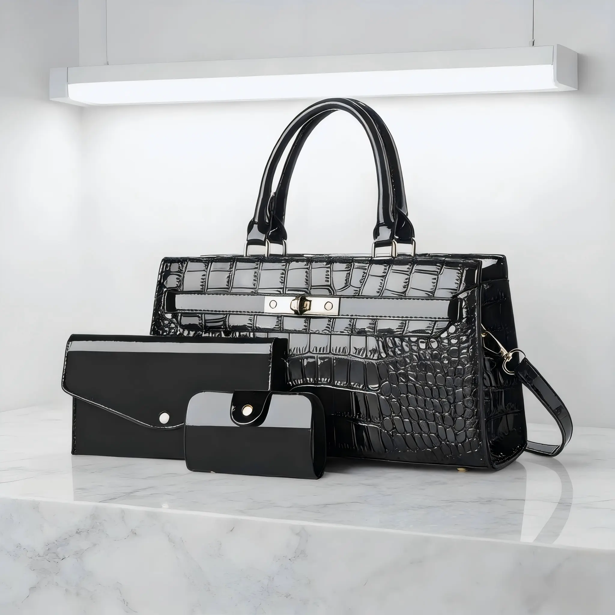 Women’s Elegant Crocodile Pattern 3-Piece Handbag Set, Mother and Daughter Style, Large-Capacity Simple Versatile Shoulder-Crossbody Design, Bags for Women, Daily Use Bags, Ideal Gift for Girlfriends,back to school,back to school haul