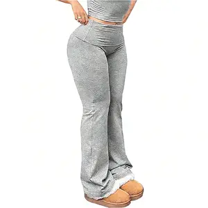 1-3-piece setWomen's plus size teen Flare Leggings Fold Over Stretchy Bootcut Yoga Pants Casual Lounge Wear for Daily Life & Workout