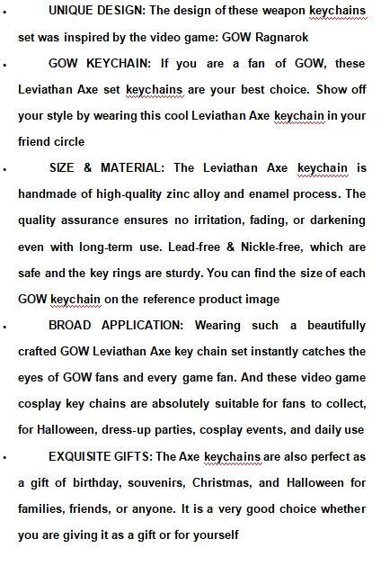 Chaos Blade Keychains & Leviathan Axe Keychains – Handcrafted in Zinc Alloy & Enamel – A Great Gift for Men & Teens