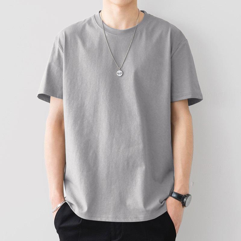 Men's Classic Plain Short-Sleeve Crew Neck Tee, Casual Loose Fit Medium Length Top for Casual Daily Wear, Essential Menswear Basic
