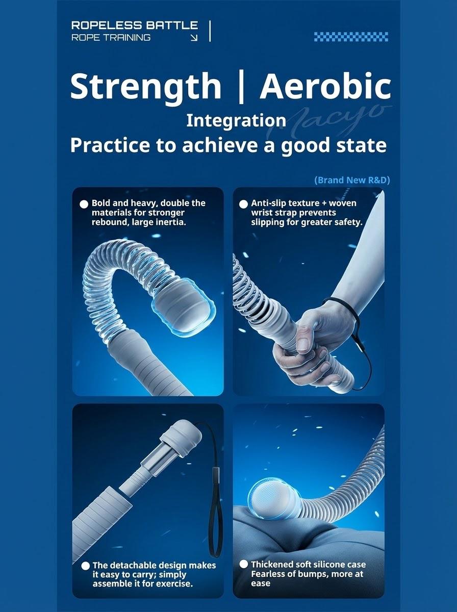 Cordless Battle Ropes, Portable Cordless Battle Ropes, At Home Gym Equipment, Suitable For Home, Gym, Travel And Other Scenarios