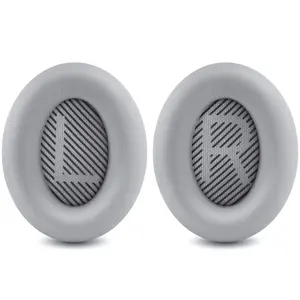 Professional Replacement Ear Pads for Bose QC 35/25 / 15 QC2 / Ae2 / Ae2i / Ae2W / Sound Link/Sound True/Soft Protein Leather/Noise Isolation Memory Foam (Silver)