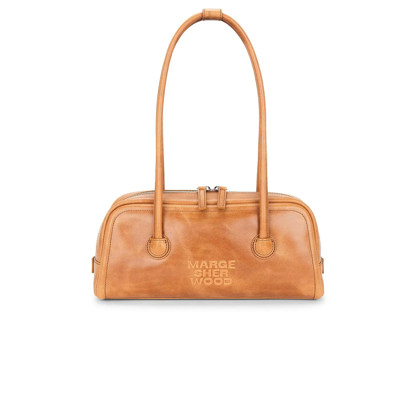 MARGESHERWOOD Soft Baguette Shoulder Bag in Saddle Brown