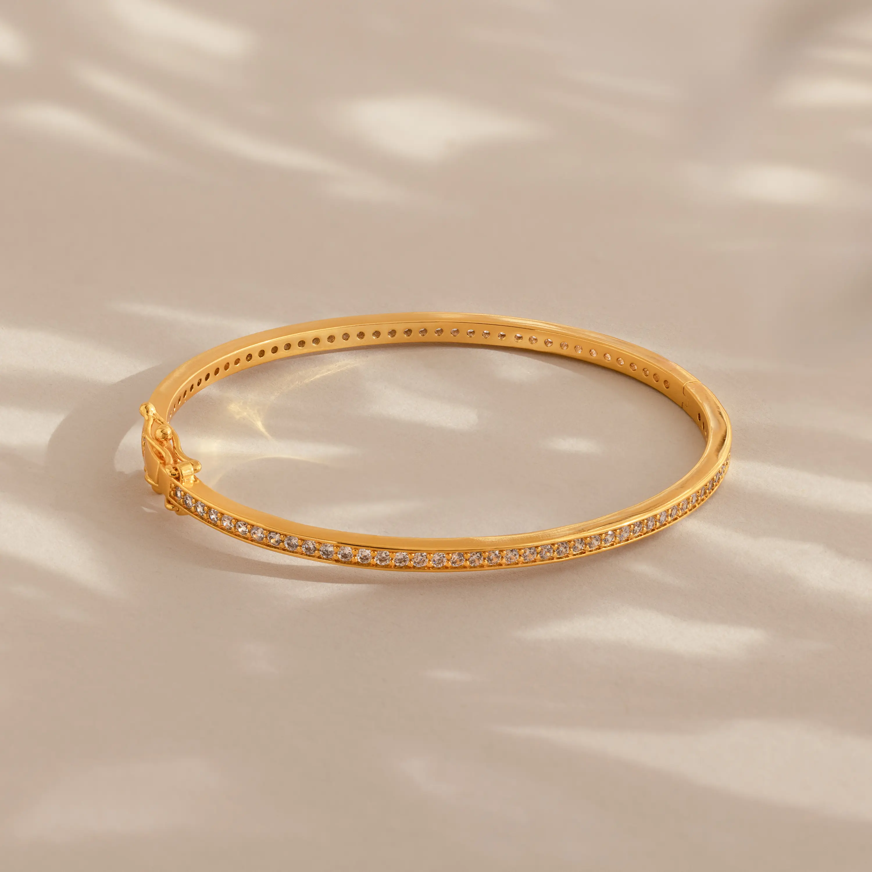 Diamond Tennis Bangle by Caitlyn Minimalist - Dainty Half Eternity Crystal Bangle Bracelet in Gold & Silver - Minimalist Wedding Jewelry - Anniversary Gift