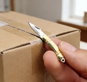 Mini Brass Pocket Knife with Folding Stainless Steel Blade & Keychain for Everyday Carry- Razor Sharp Folding Blade, Lightweight EDC Tool for Light Crafting | DIY Projects | Hobby Use | Paper Cutting