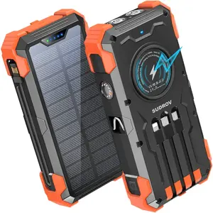 39000 mAh  Portable Solar Charger Power Bank LED Flashlight Dual USB-A Output, Waterproof Outdoor Design with Compass & Carabiner for Phone Android