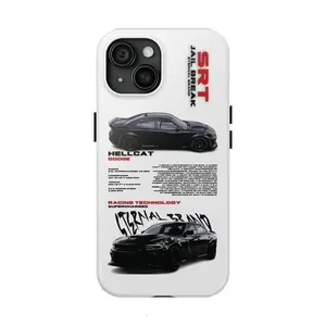 Custom Rubber Phone Case, Black SRT Hellcat Racing Car Design, High-Performance Shockproof Resistance Protection Accessory for iPhone 11 12 13 14 15 16 17 Pro Max Plus