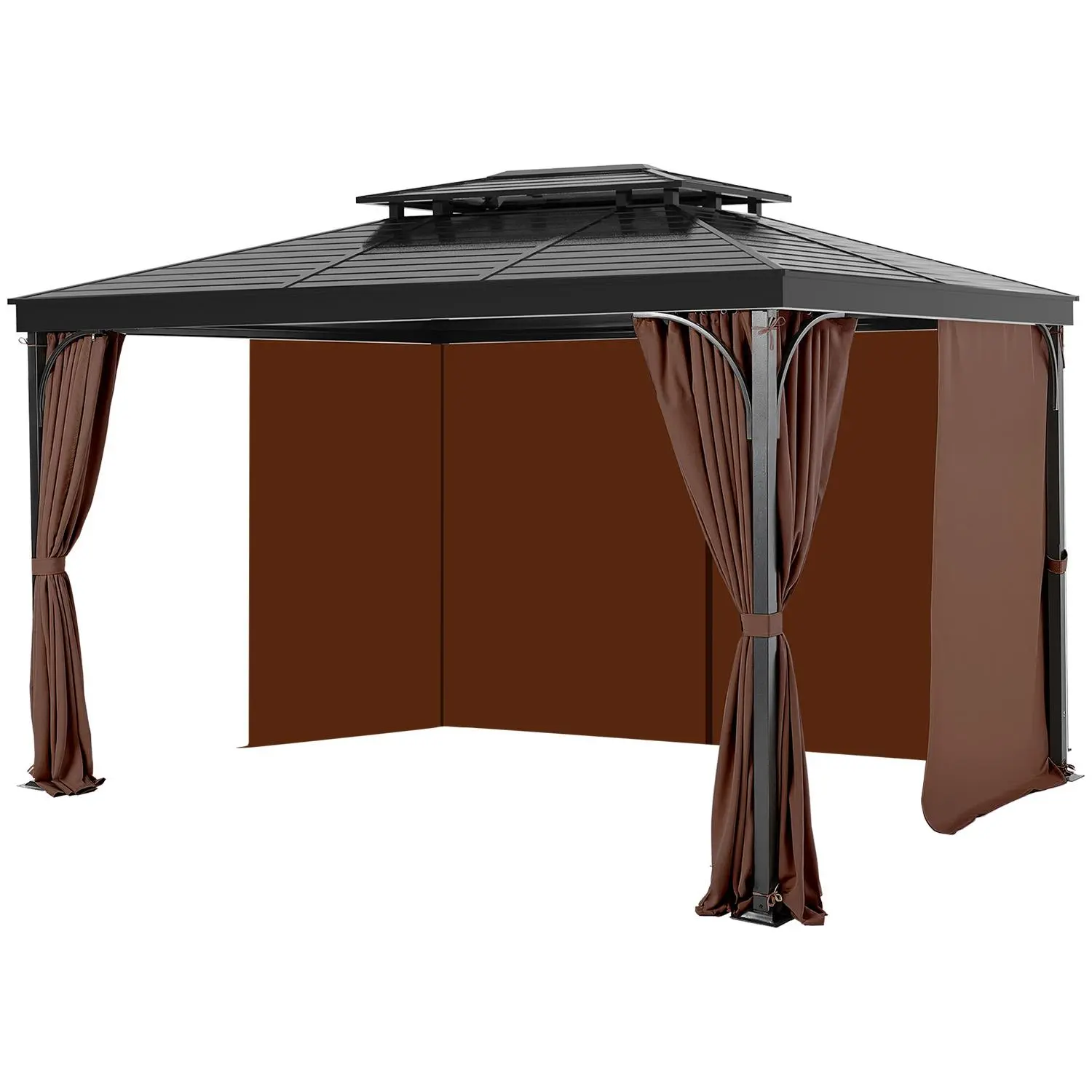 【summerfinds】VEVOR Gazebo Curtains Outdoor, Fit Most 10' x 10' x 6.9' Gazebos, 4-Panel Sidewall Gazebo Privacy Curtains with Zippers, Outdoor Curtain Replacement for Patio Canopy, Only Curtain, Coffee