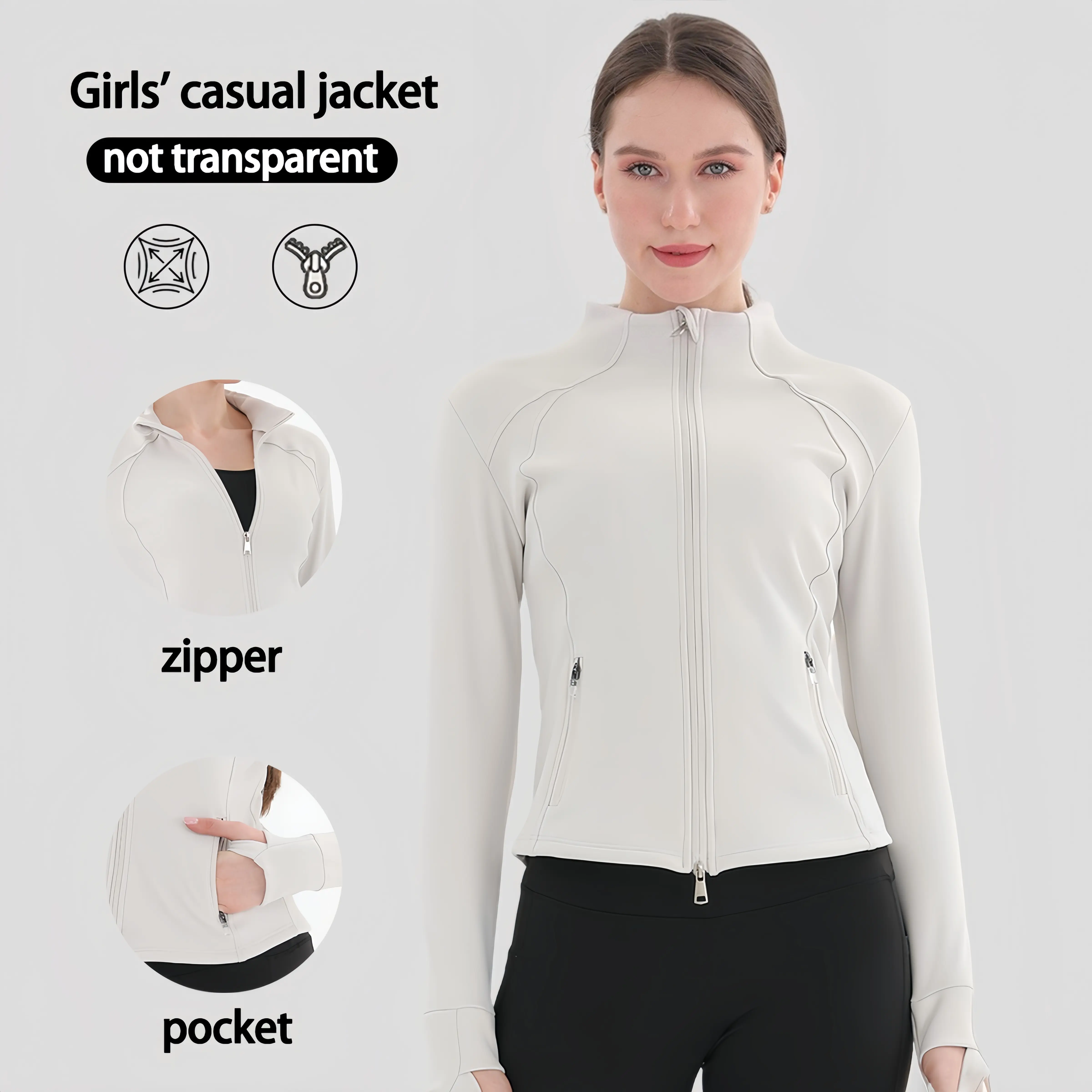 Women's Casual Athletic Chic Sports Jacket - Upgraded Multi-Functional Synthetics, Dual-Zipper, Breathable, Quick-Drying, Anti-Wrinkle, Spring-Light Fleece, Versatile for Daily & Outdoor Wear, Women's Clothes