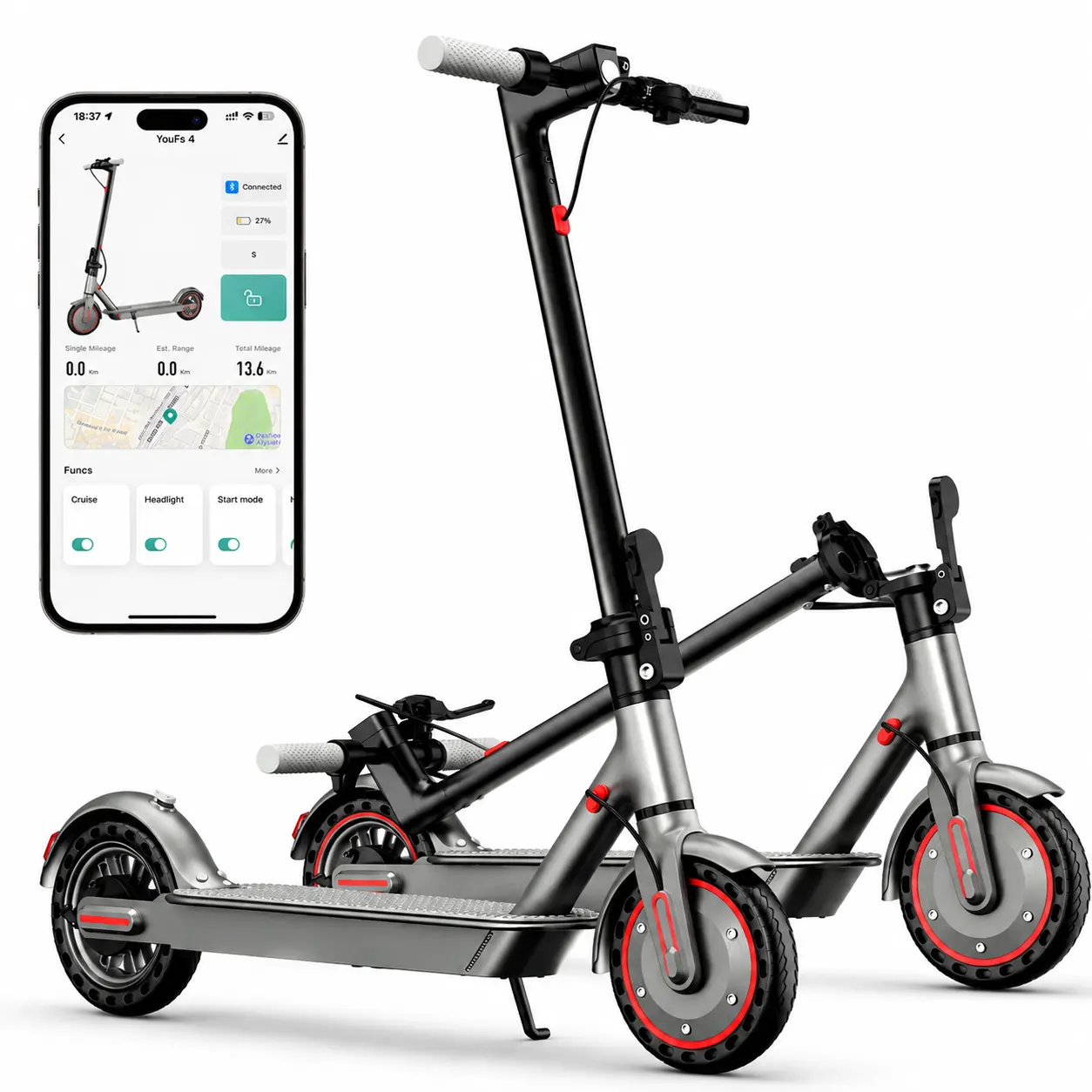 2025 US Unisex Adult Foldable Folding Scooter for Outdoor Fitness - 350W Motor, 7.8h Lithium Battery, Long Range, Honeycomb Tires, Lightweight E-Scooter