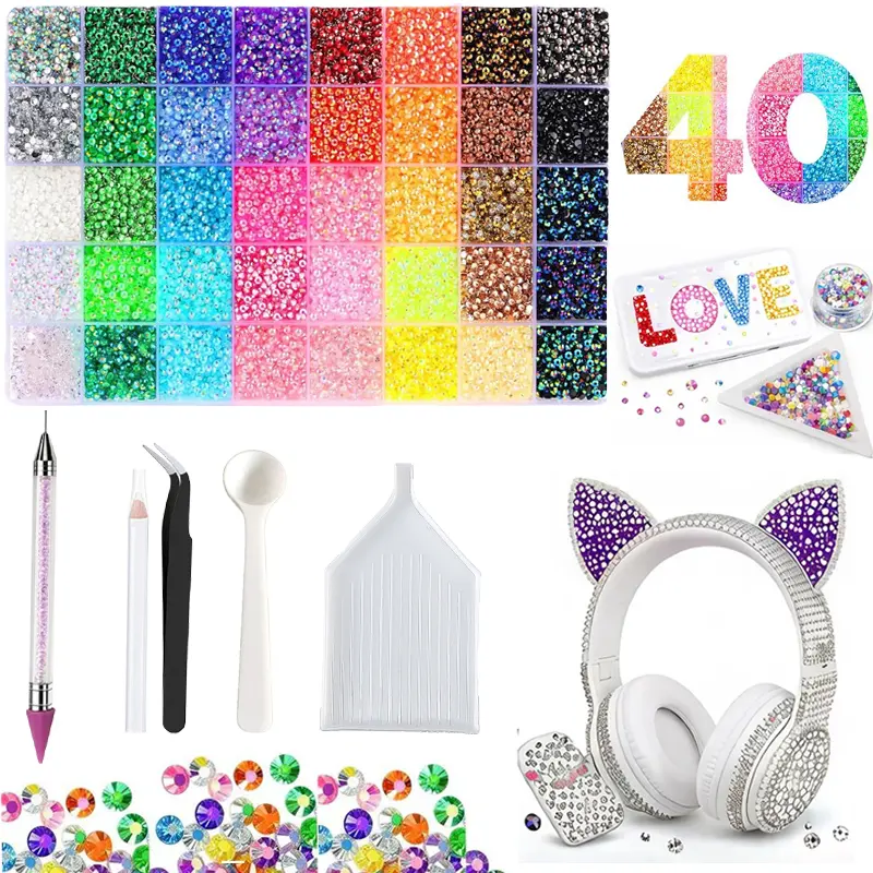 【Summervibes】DIY Diamond Bedazzling Kit with 3mm Mixed Resin Rhinestones. DIY Diamond Bedazzling Kit with 3mm Mixed Resin Rhinestones Perfect for DIY Crafts, Clothing, Jewelry, bedazzled