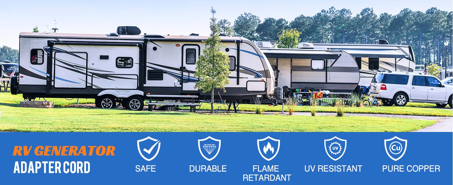 Nilight RV Generator Adapter Cord 30 Amp to 30Amp 4 Prong Pure Copper Heavy Duty Twist Lock Male Plug 10 Gauge Wire L14-30P to TT-30R 30M/30F for RVs Camper Caravan Van Trailer