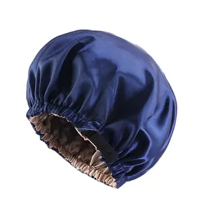 2026 NEW Adjustable Satin Bonnet Double Layer Hair Bonnet for Sleeping Bonnets for Women Hats Curly Natural Hair, Navy Blue