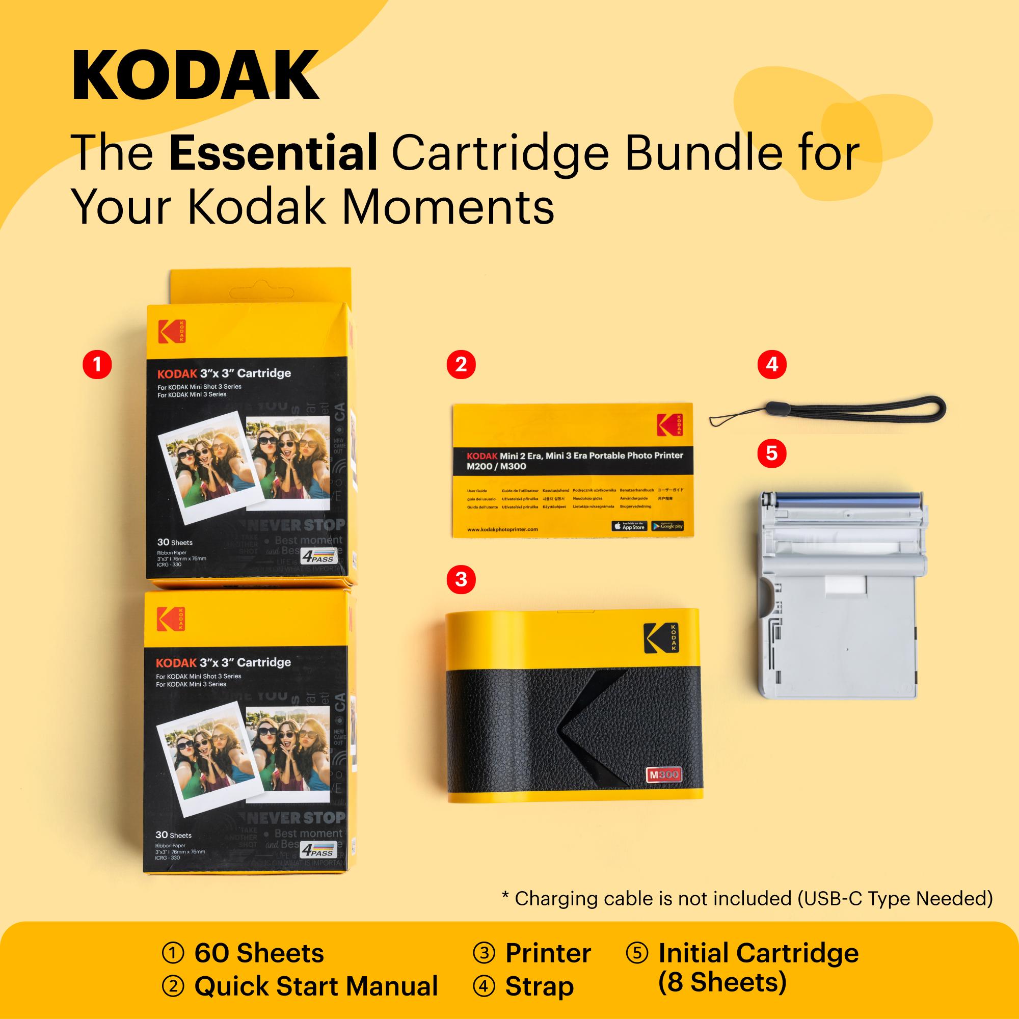 KODAK Mini 3 ERA 4PASS Portable Photo Printer (Printer + Initial 8 Sheets + 30 Sheets)