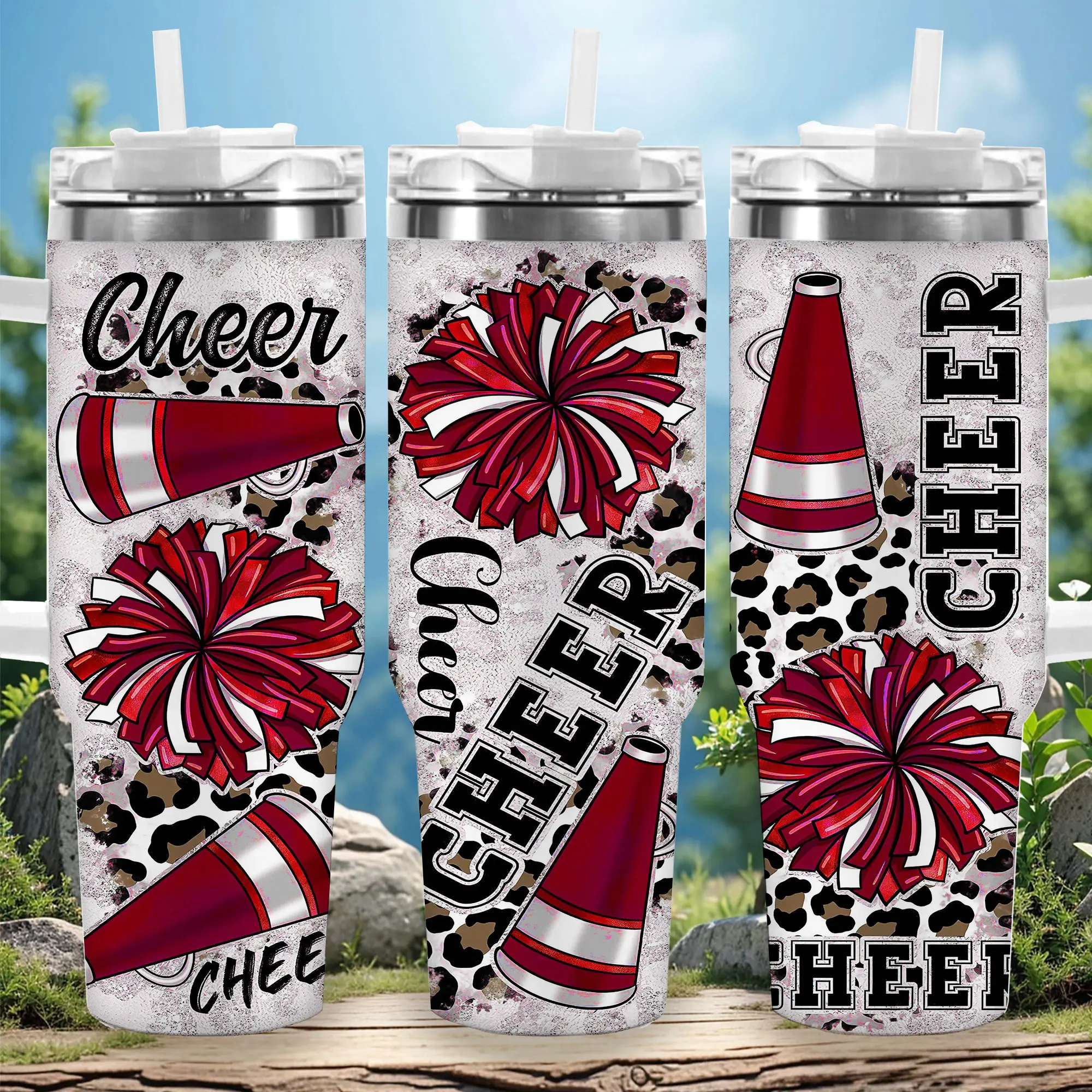 1pc 40oz Insulated Cheerleader Tumbler with Lid - Vacuum Flask, Travel Coffee Cup, Unique Gift for Women, Ideal for Halloween, Independence Day Occasions, Flasks, Portable