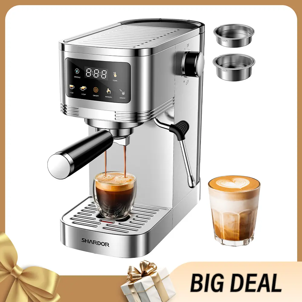 Professional Espresso Machine 20 Bar with Milk Frother Steam Wand and Touchscreen, Compact Stainless Steel Coffee Machine with Adjustable Temperature Coffee Making Machine,home essentials tiktokshopbacktoschool