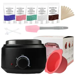 Waxing Kit for Women Men Wax Kit for Hair Removal with Silicone Bowl 5 Bags Hard Wax Beans 10 Sticks for Full Body Bikini Eyebrow Face Sensitive Skin Use