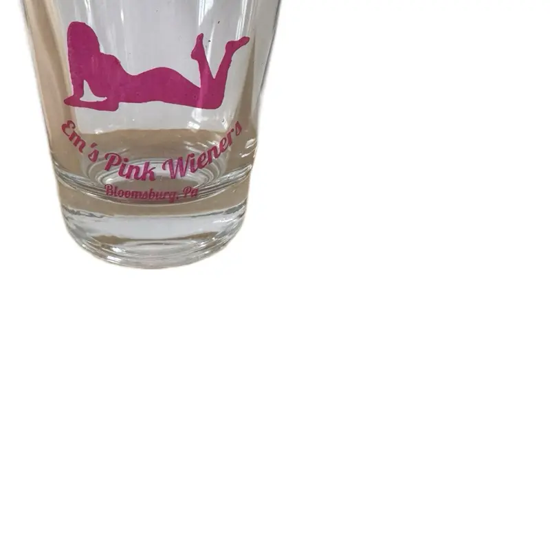 Shot glass Bottoms up Wieners in funny shot glass Em’s Pink Wieners hot dog cart