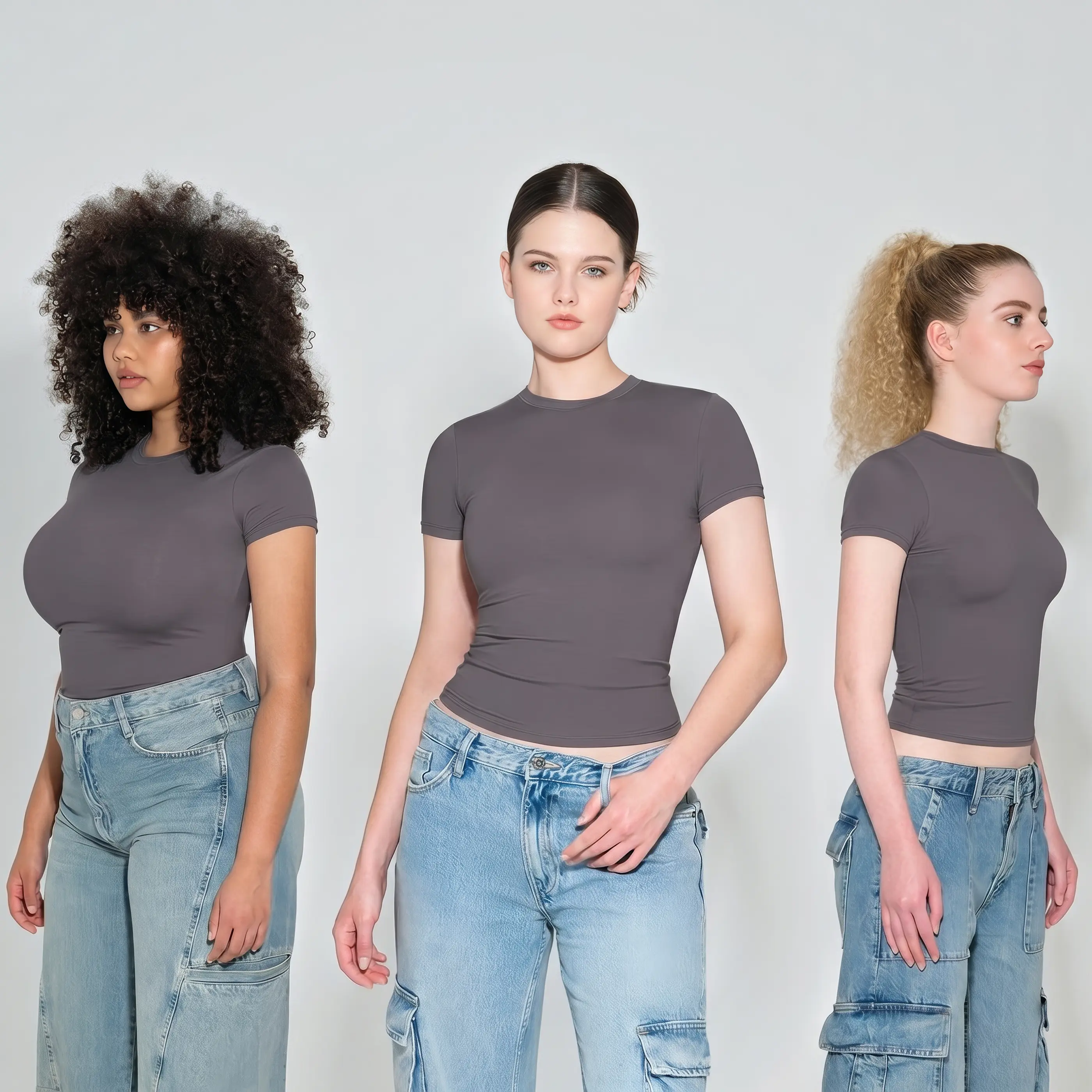 PUMIEY Snatched Fitted T-Shirt, Double Layer Crew Neck Tee, Buttery Soft Stretchy Basic, Minimal Everyday Essential summerwins,back to school,back to school shopping